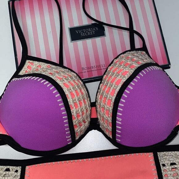 🔥🏖VICTORIA SECRET swimsuit the fabulous push-up /cheeky 34C//L New - Picture 2 of 6